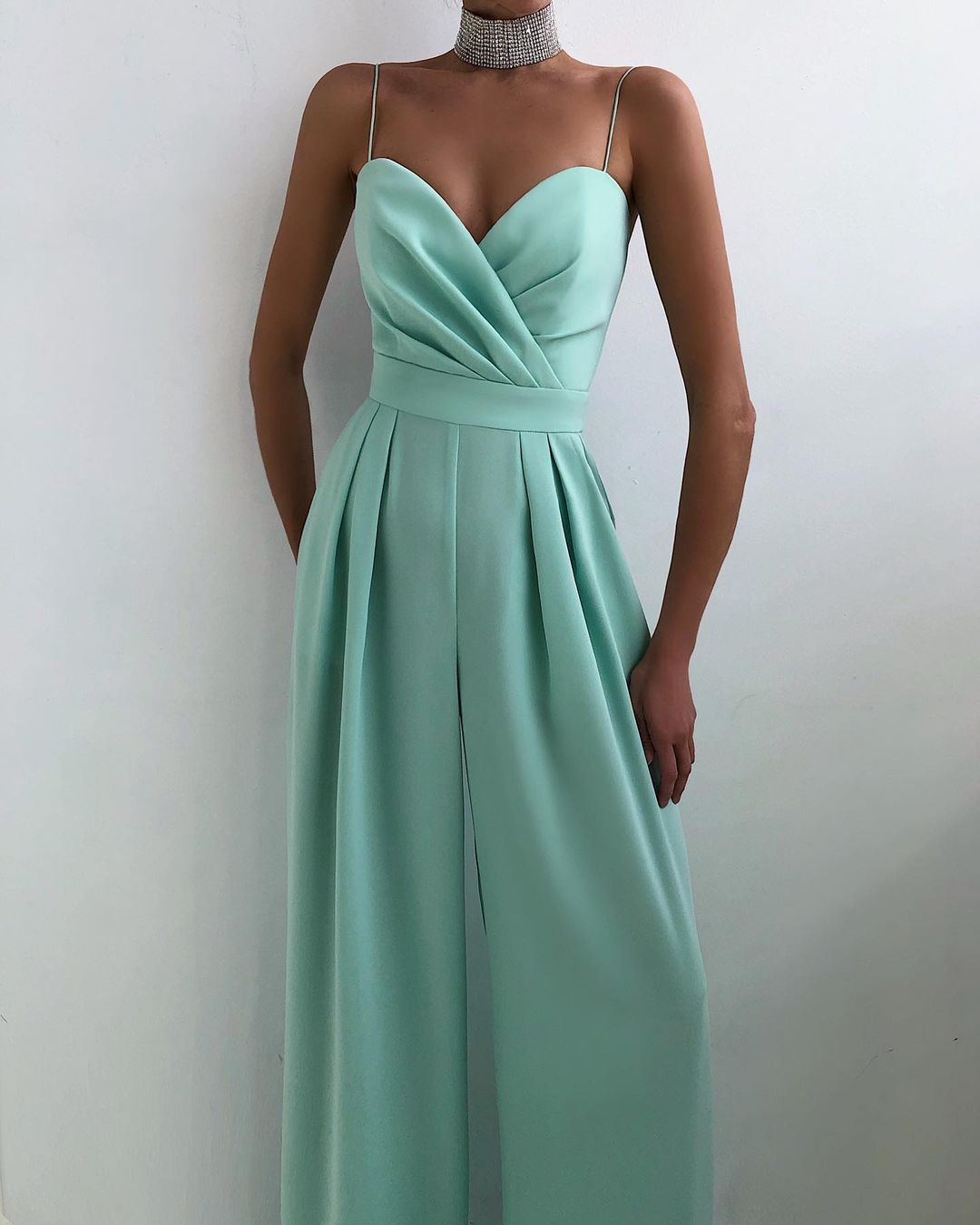 Women's Elegant Spaghetti Strap Wide Leg Jumpsuit | Ideal for Spring/Summer