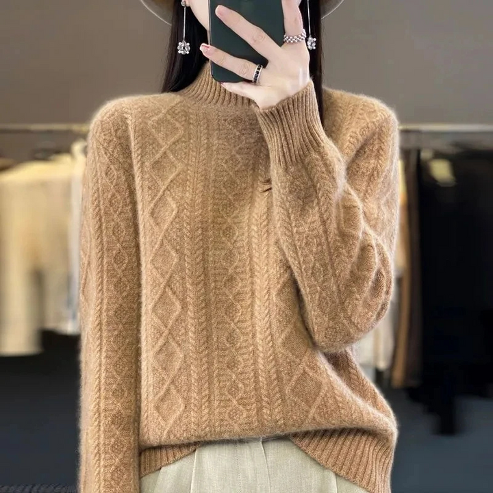 Women's Stylish Turtleneck Cable Knit Jumper | Ideal for Autumn/Winter