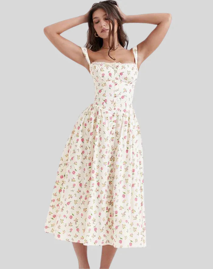 Women's Midi Waist Cinched Dress | Ideal for Spring/Summer