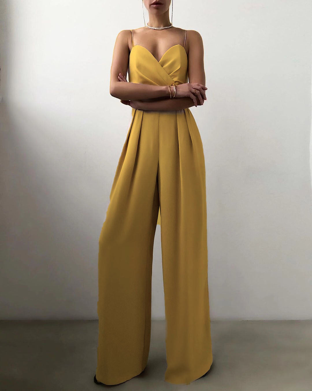 Women's Elegant Spaghetti Strap Wide Leg Jumpsuit | Ideal for Spring/Summer