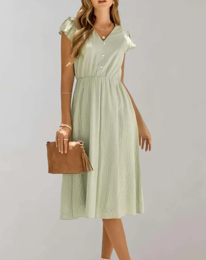 Women’s Butterfly Sleeve Dress with Textured Ruffles | Ideal for Spring/Summer