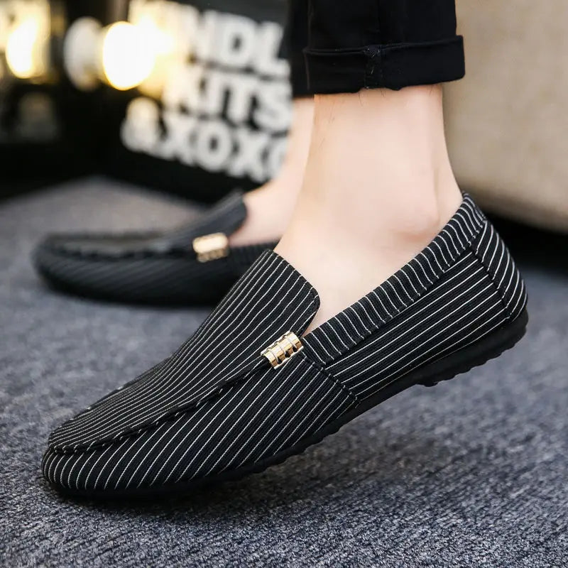 Men’s Casual Striped Loafers with Sturdy Sole | Great for Everyday Wear