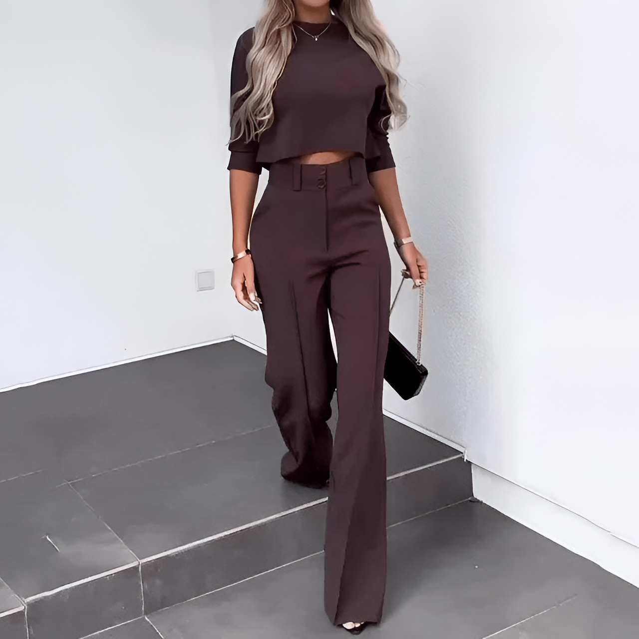 Saphira - Elegant Crop Top Outfit Set for Women