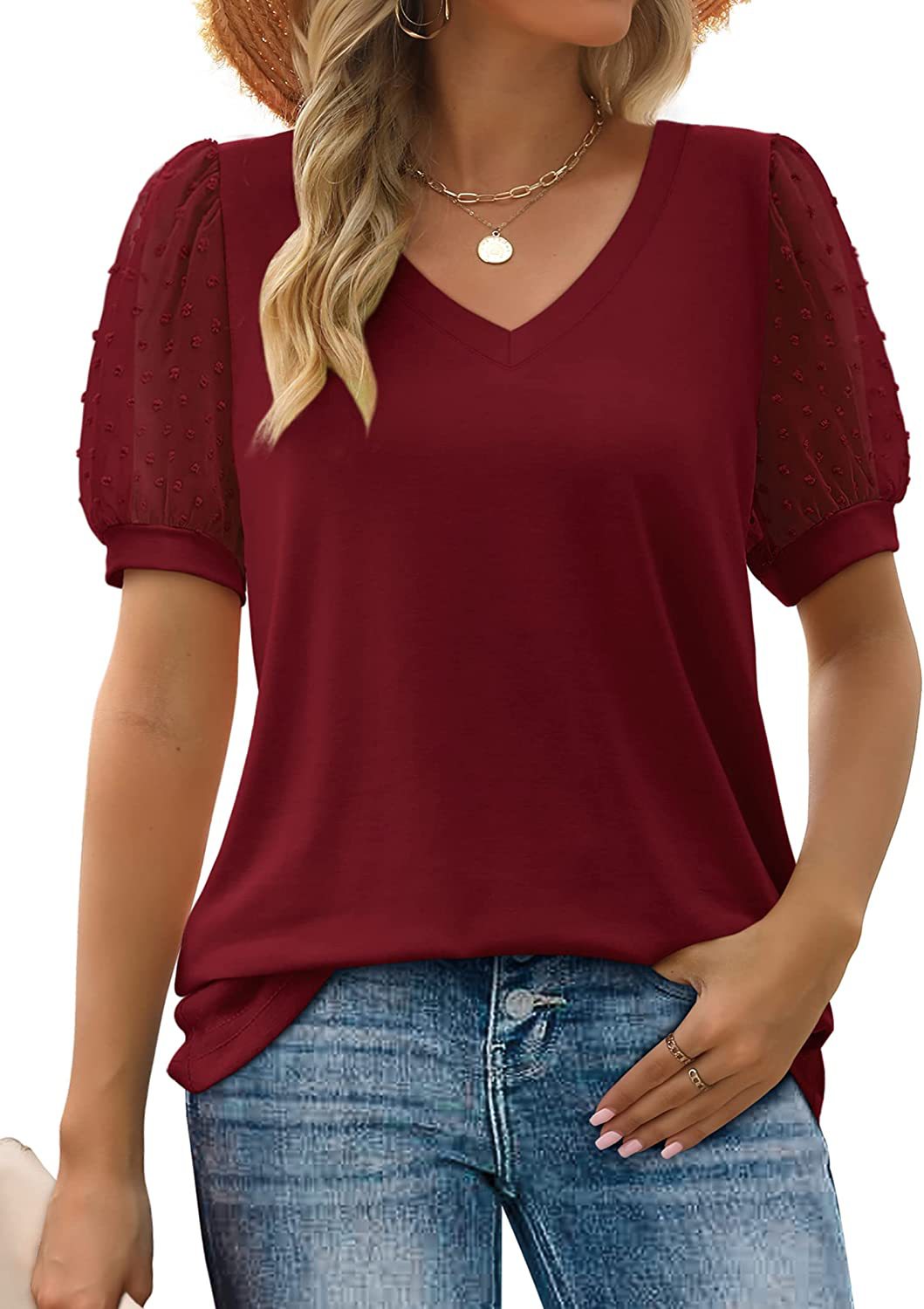 Mira - Textured V-Neck Blouse for Women