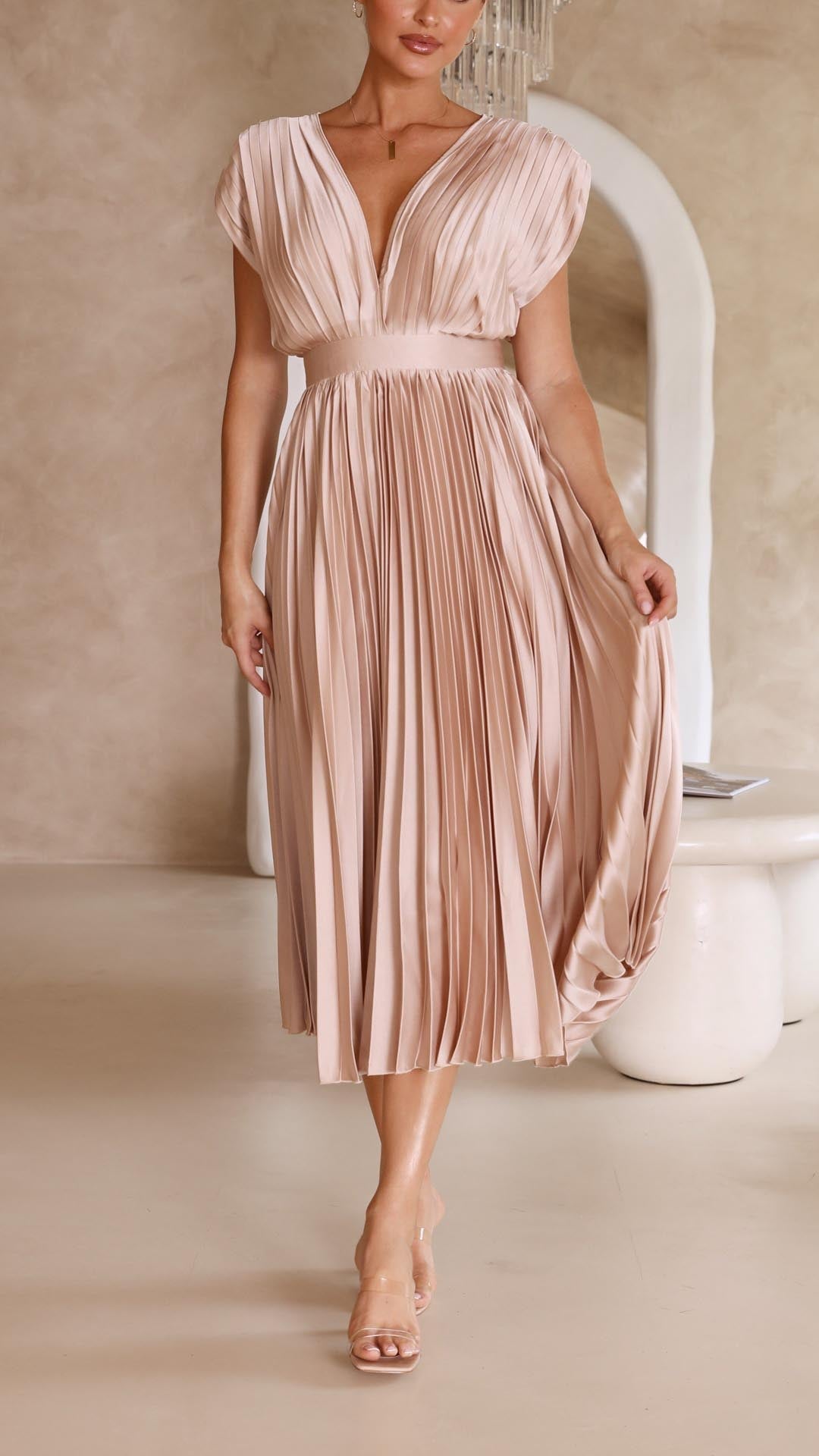 Nola - Elegant Satin Summer Midi Dress for Women