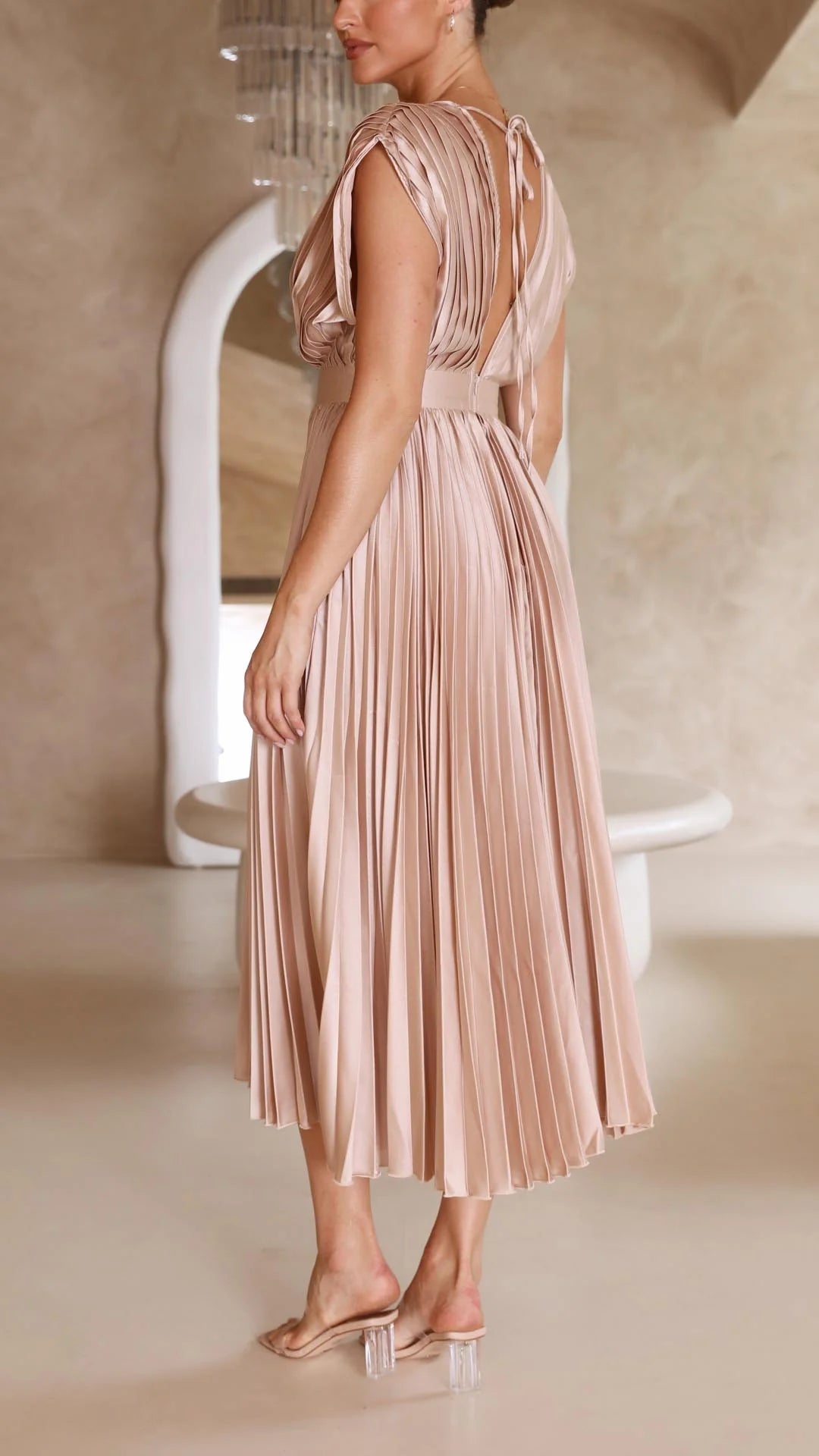 Nola - Elegant Satin Summer Midi Dress for Women