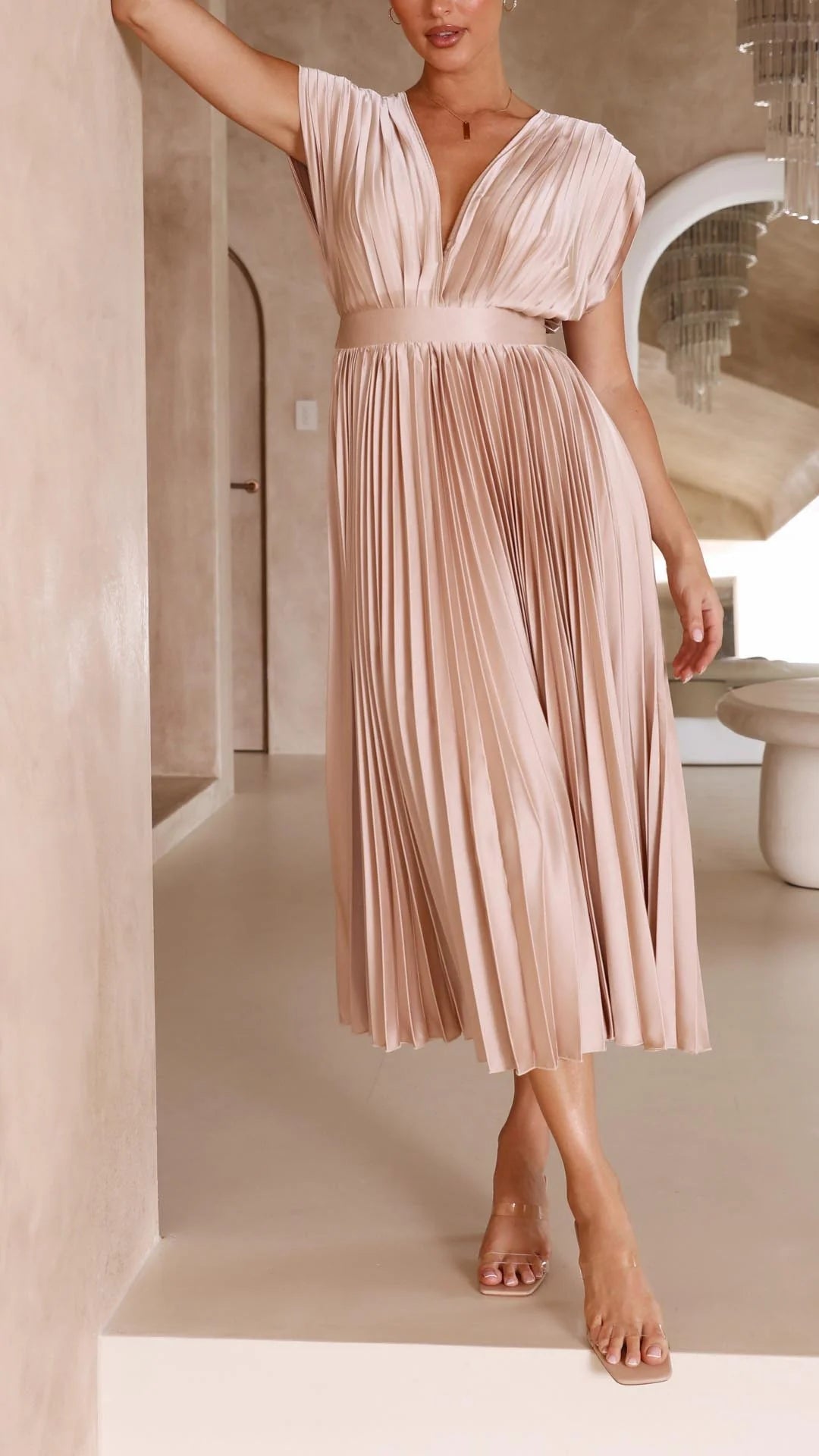 Nola - Elegant Satin Summer Midi Dress for Women
