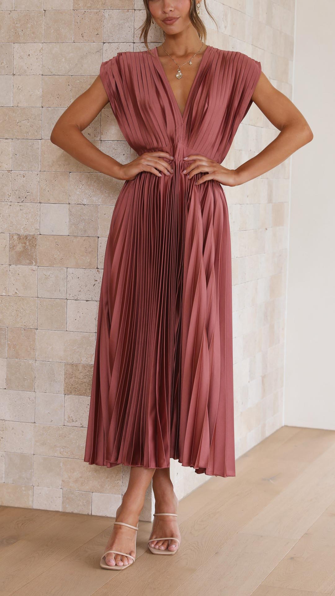 Nola - Elegant Satin Summer Midi Dress for Women