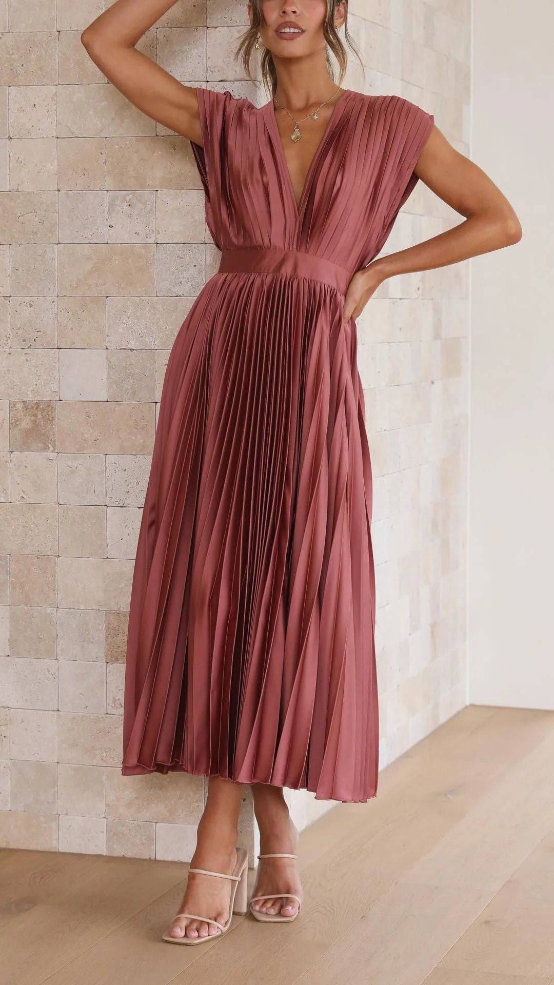 Nola - Elegant Satin Summer Midi Dress for Women