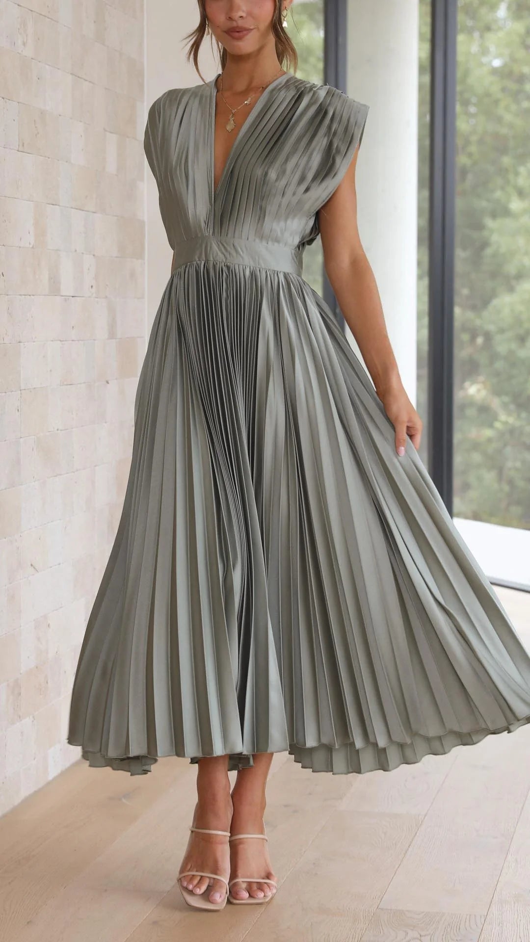 Nola - Elegant Satin Summer Midi Dress for Women