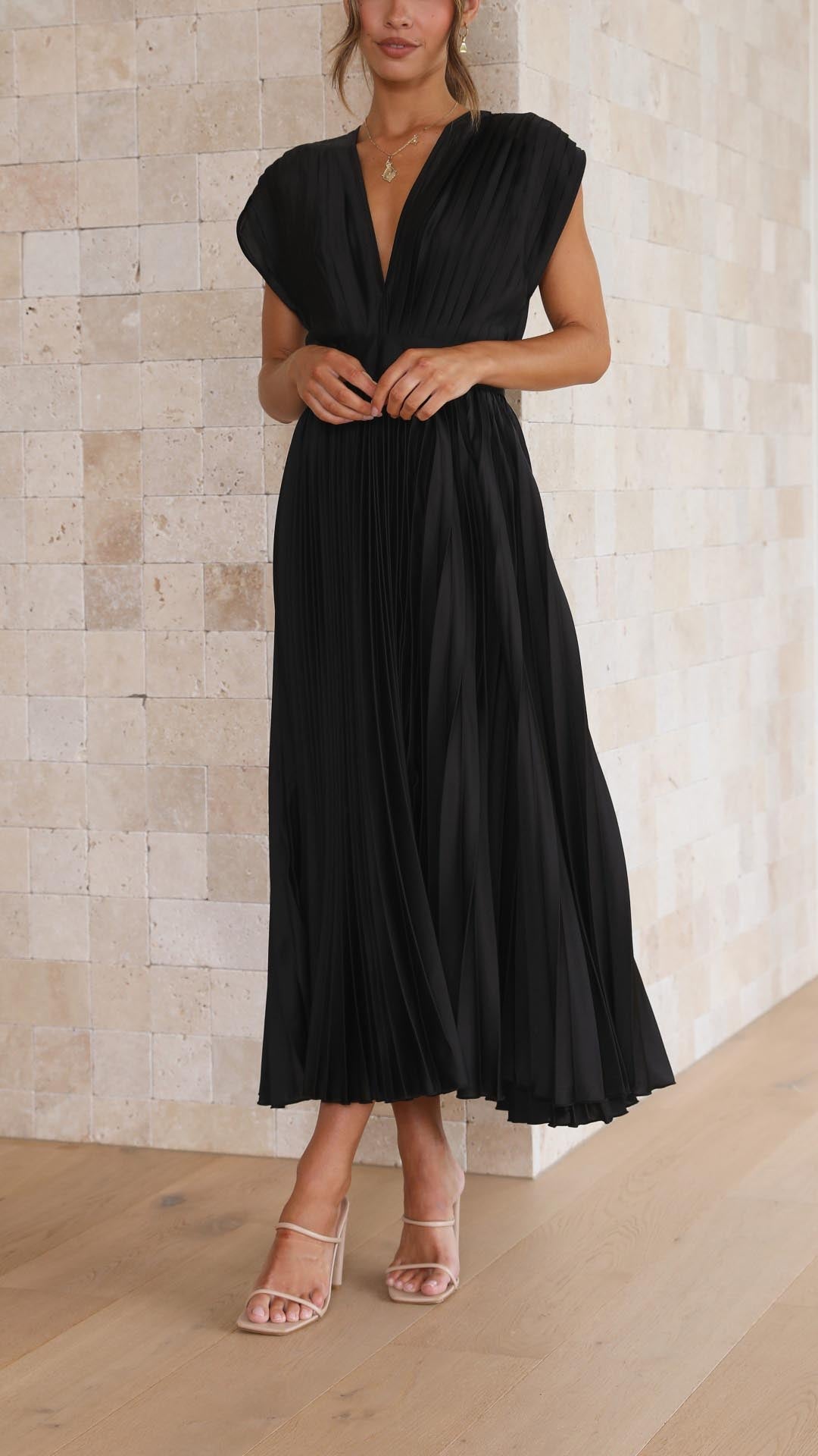 Nola - Elegant Satin Summer Midi Dress for Women
