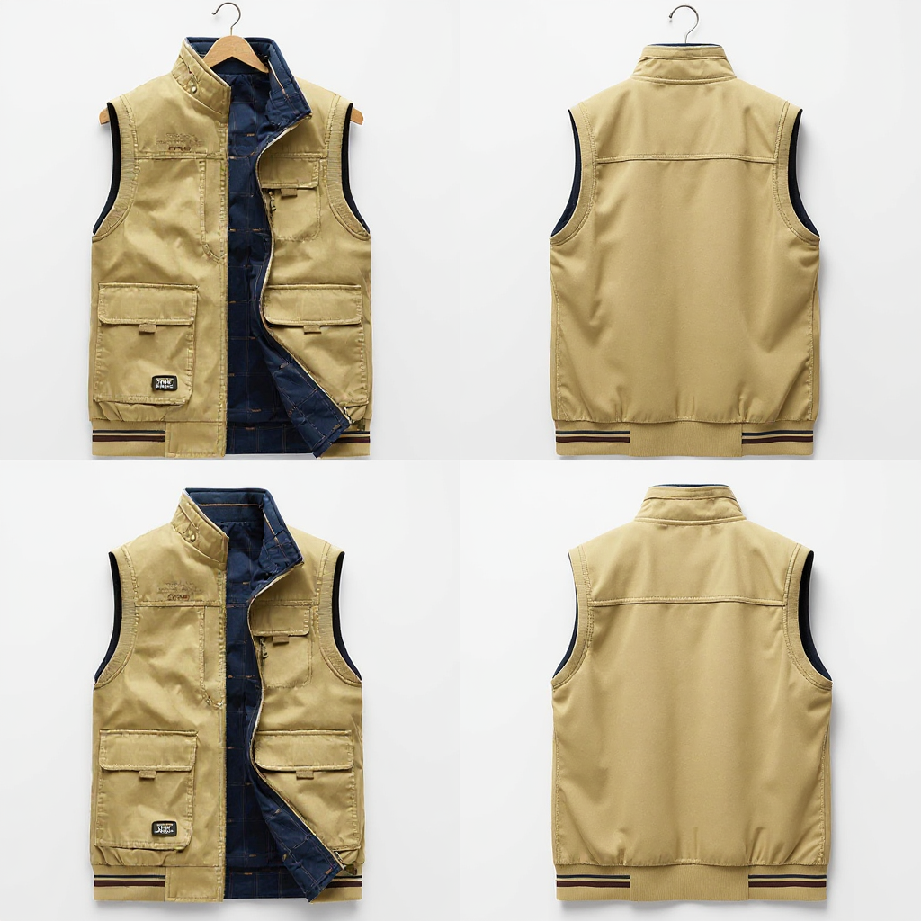 Men's Durable Sleeveless Vest - Breathable Comfort with Utility Pockets