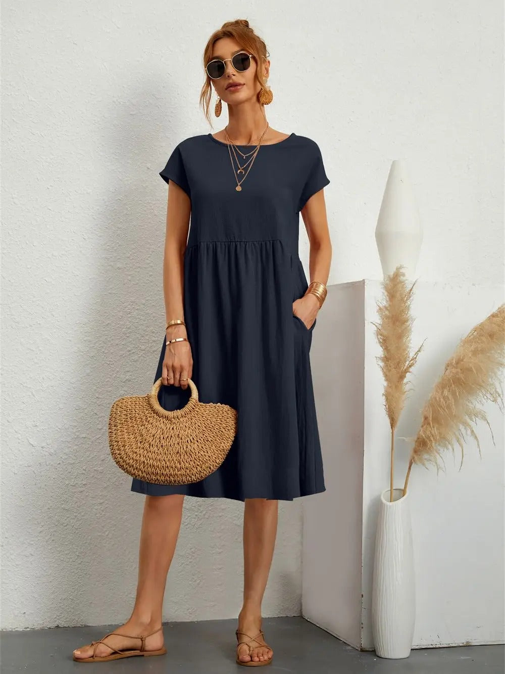 Lara - Vintage Summer Midi Dress for Women