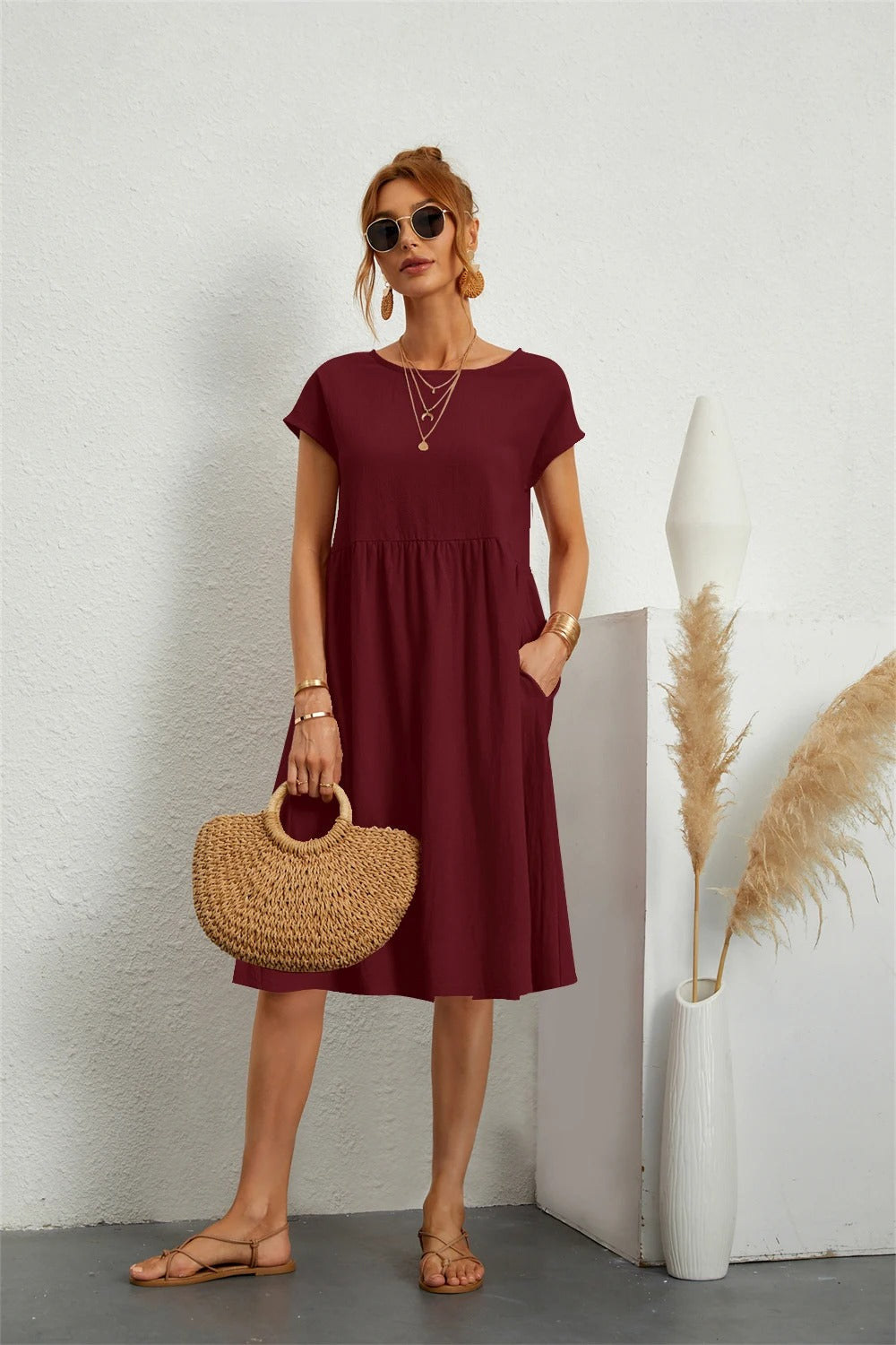 Lara - Vintage Summer Midi Dress for Women