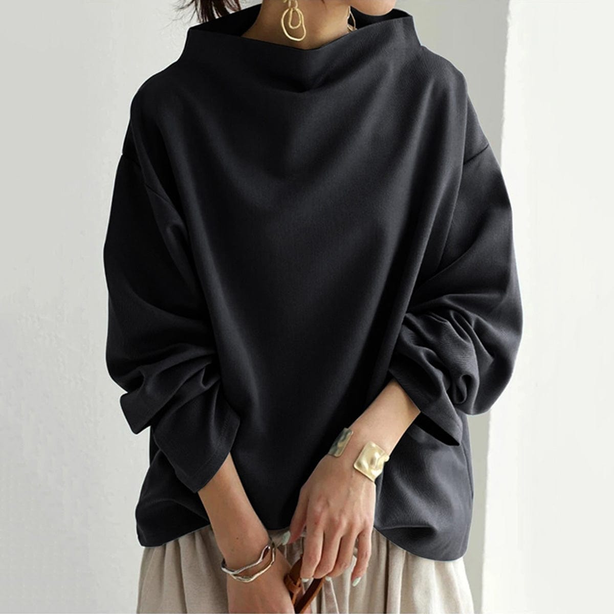 High-Neck Soft Knit Top - Luxurious Comfort & Timeless Design