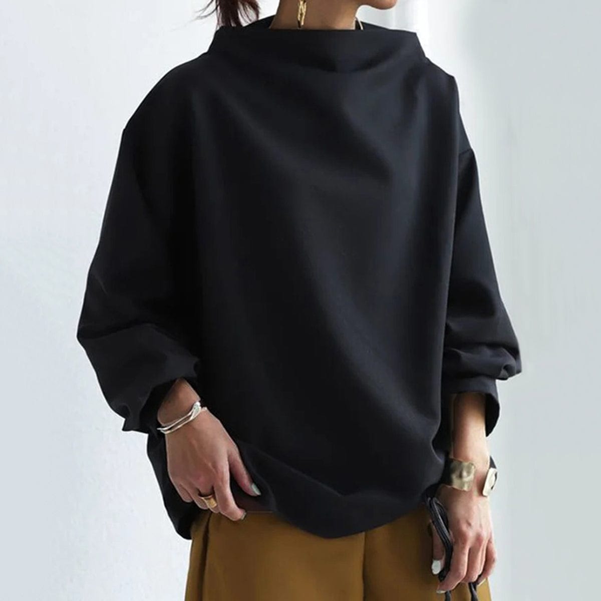 High-Neck Soft Knit Top - Luxurious Comfort & Timeless Design