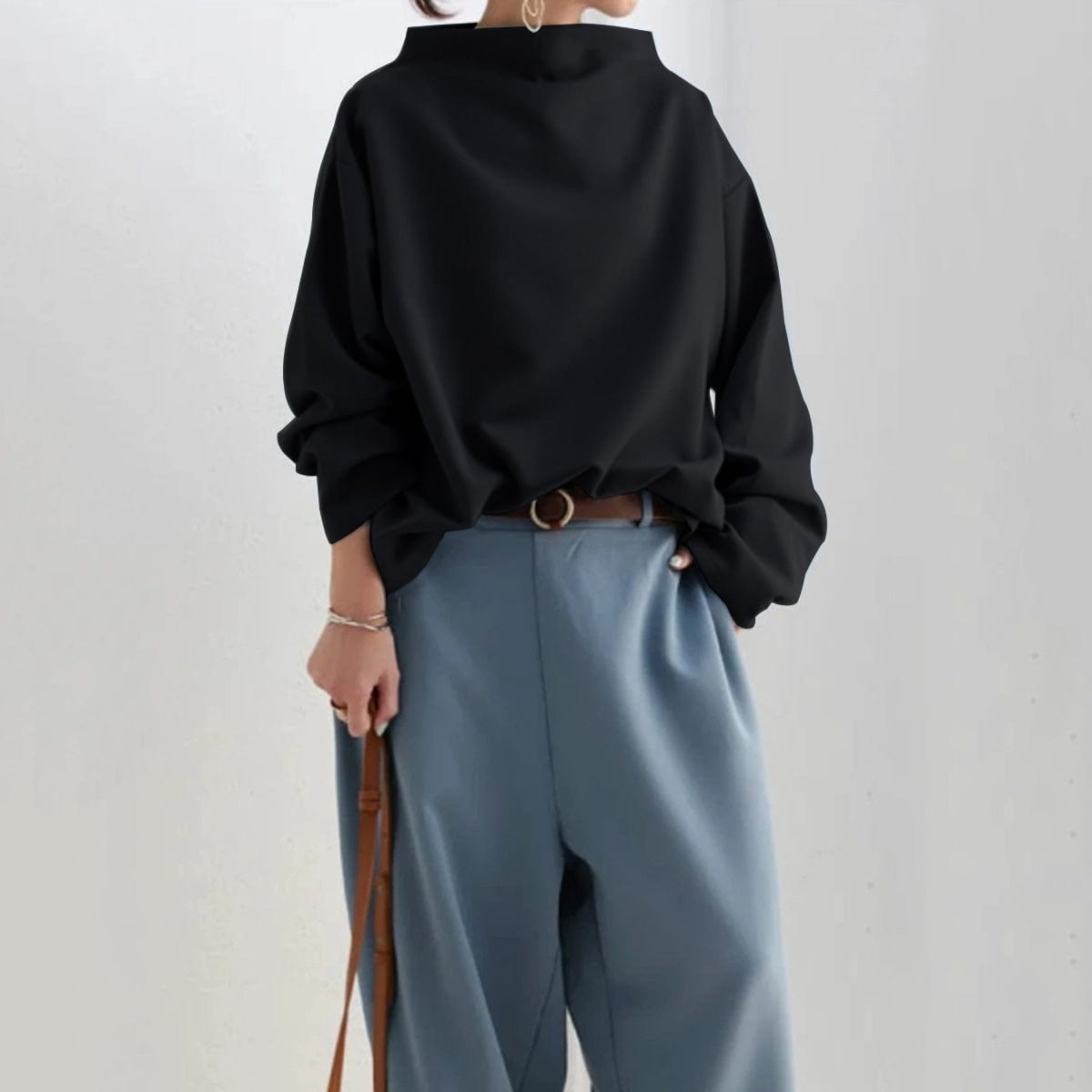High-Neck Soft Knit Top - Luxurious Comfort & Timeless Design