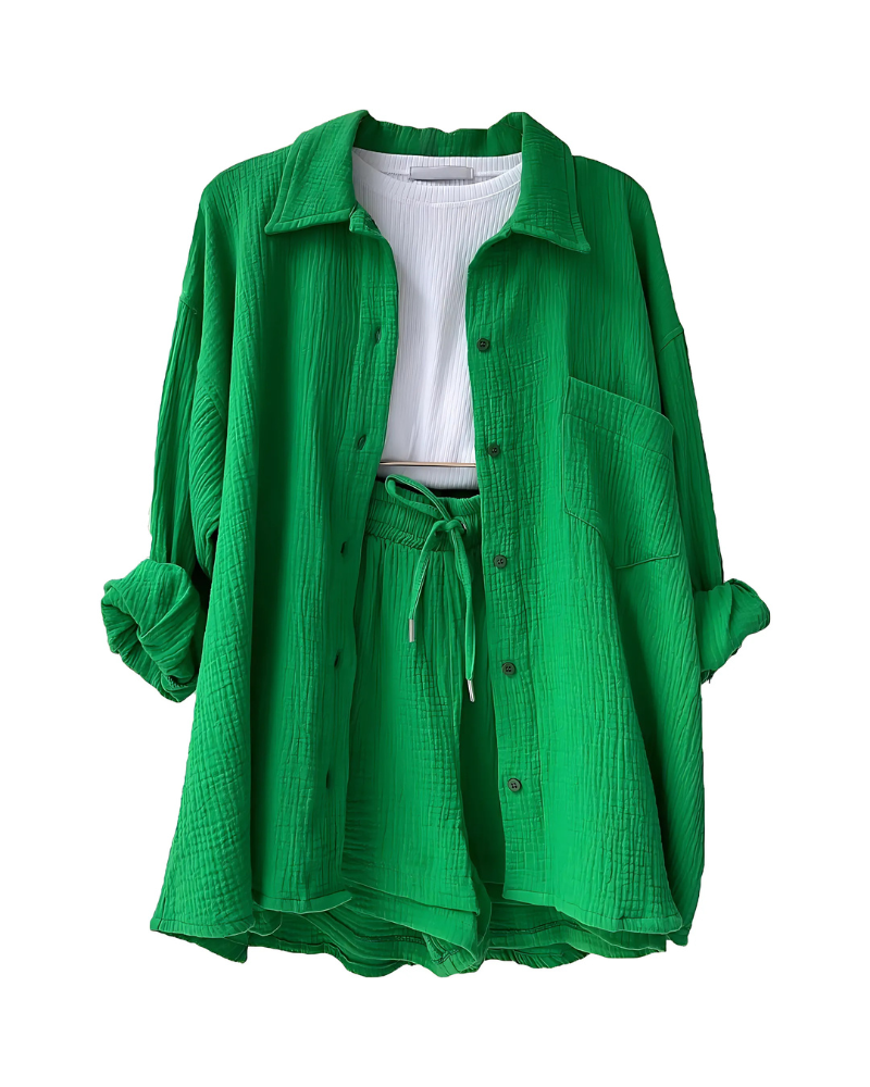 Perrie - Textured Cotton 2 Piece Set for Women