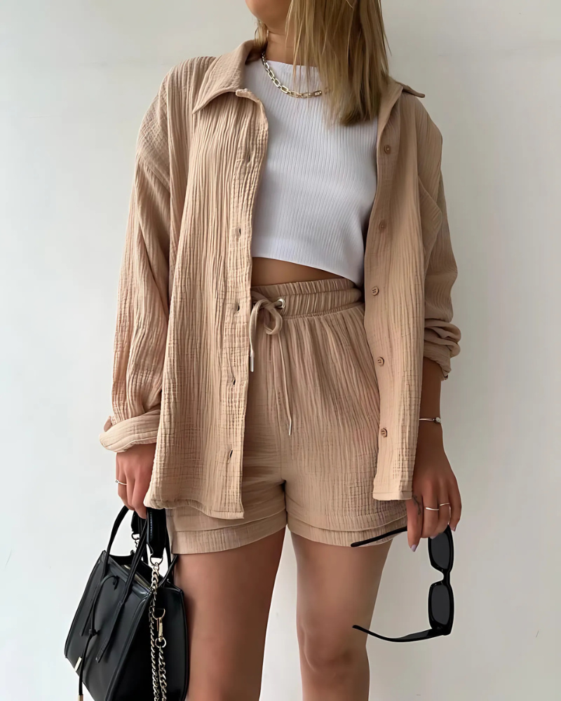 Perrie - Textured Cotton 2 Piece Set for Women
