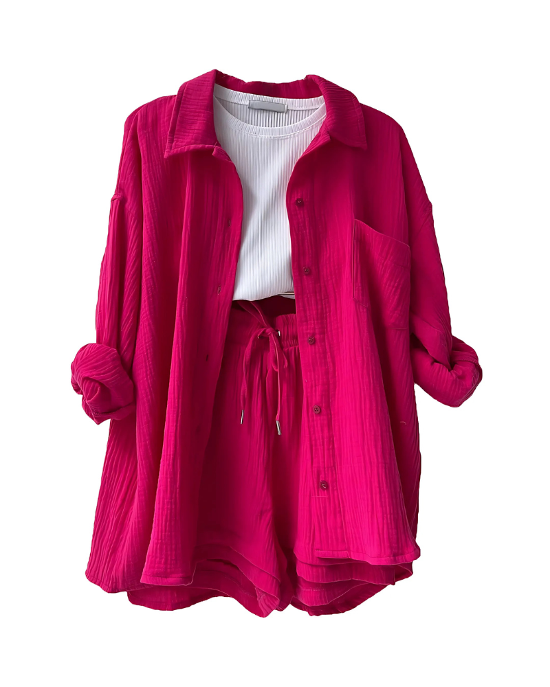 Perrie - Textured Cotton 2 Piece Set for Women