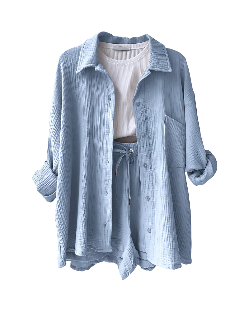 Perrie - Textured Cotton 2 Piece Set for Women