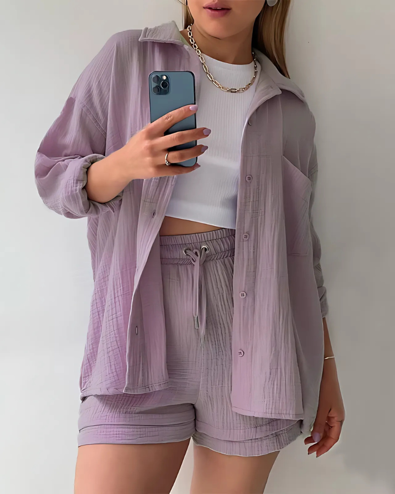 Perrie - Textured Cotton 2 Piece Set for Women