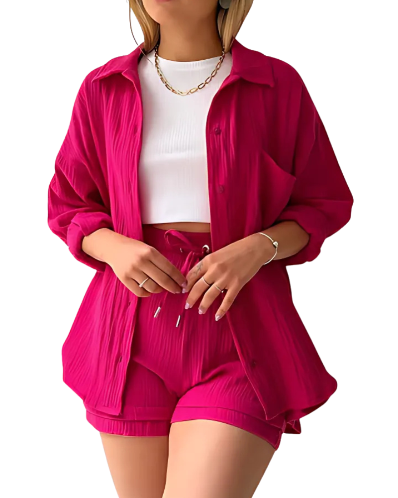 Perrie - Textured Cotton 2 Piece Set for Women