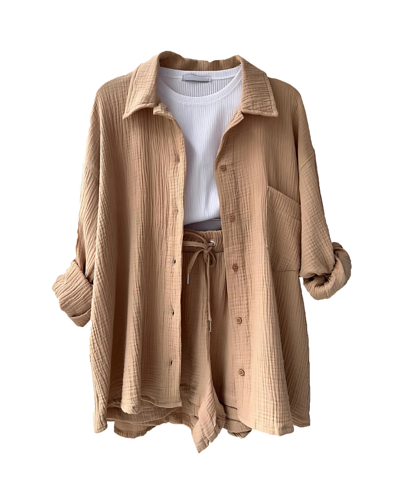 Perrie - Textured Cotton 2 Piece Set for Women