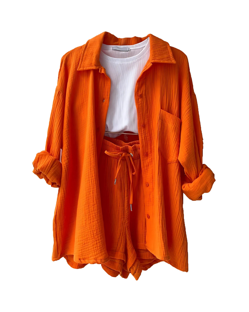 Perrie - Textured Cotton 2 Piece Set for Women