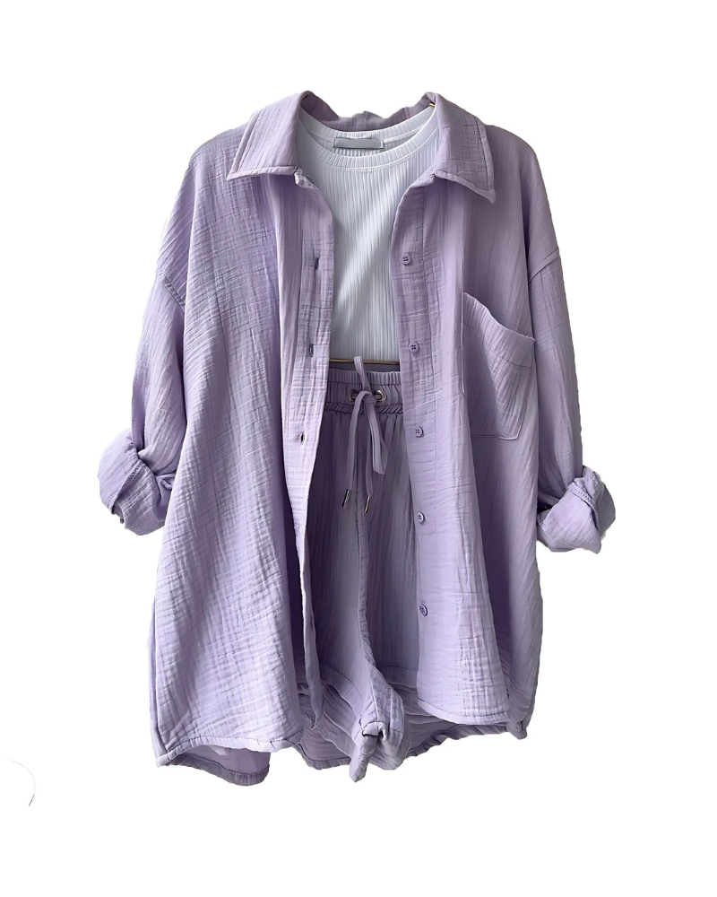 Perrie - Textured Cotton 2 Piece Set for Women