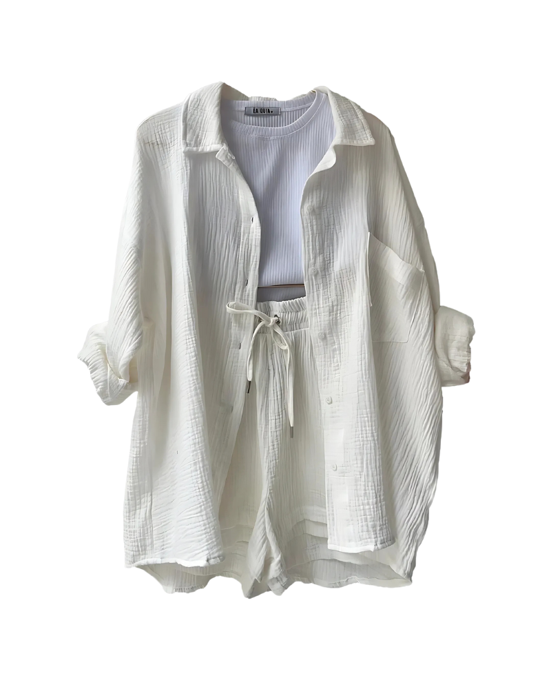 Perrie - Textured Cotton 2 Piece Set for Women