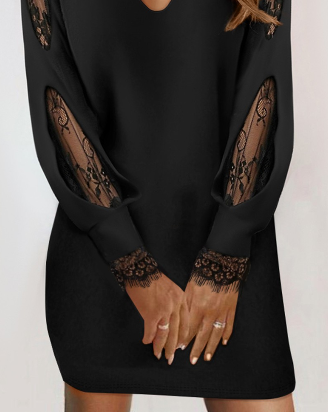 Women's Casual Cotton Summer Dress with Lace Detail-3