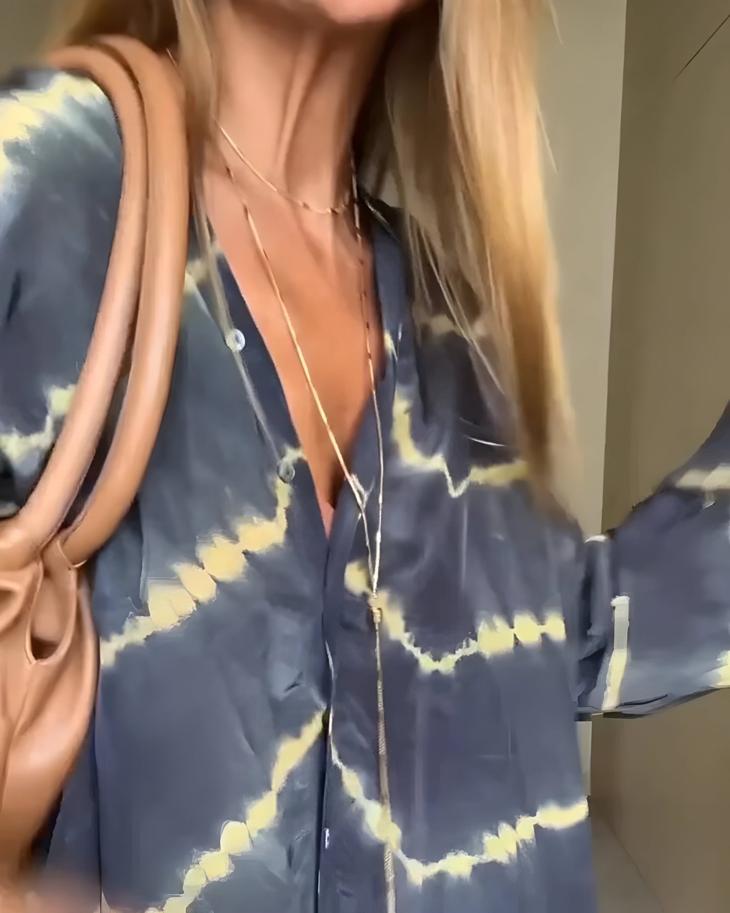 Women's Bohemian Maxi Dress with V-Neck and Long Sleeves for Summer