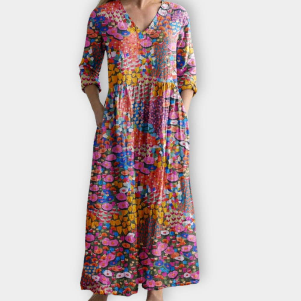Women's Boho Maxi Dress with Flowy Design for Summer Outings