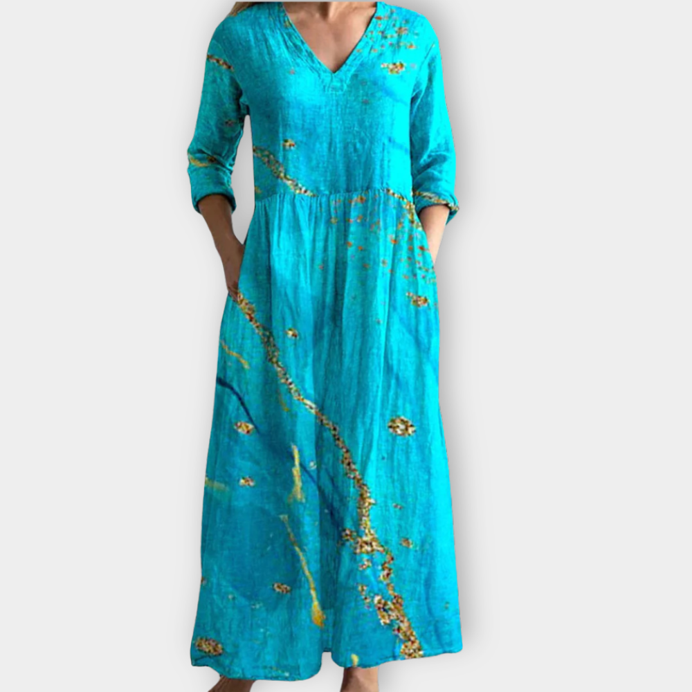 Women's Boho Maxi Dress with Flowy Design for Summer Wear