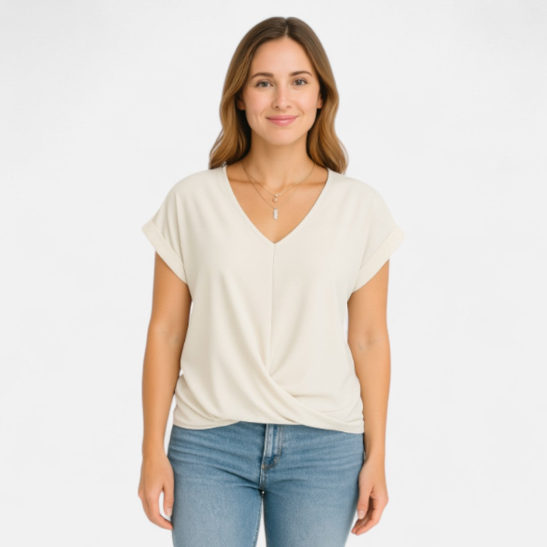 Women's Casual Relaxed Fit Blouse with Twist Detail