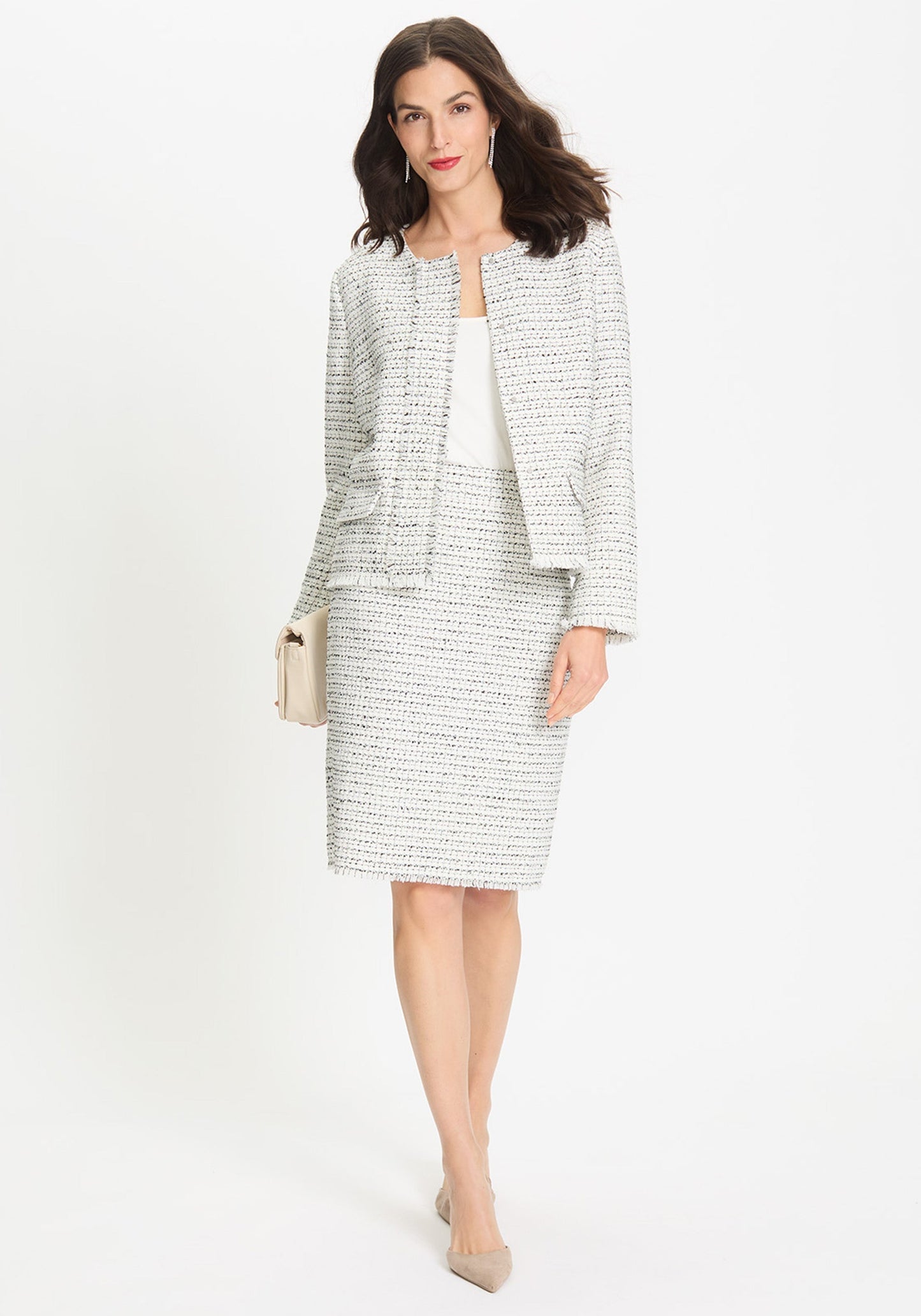 Women's Classic Tweed Skirt with Zipper Closure