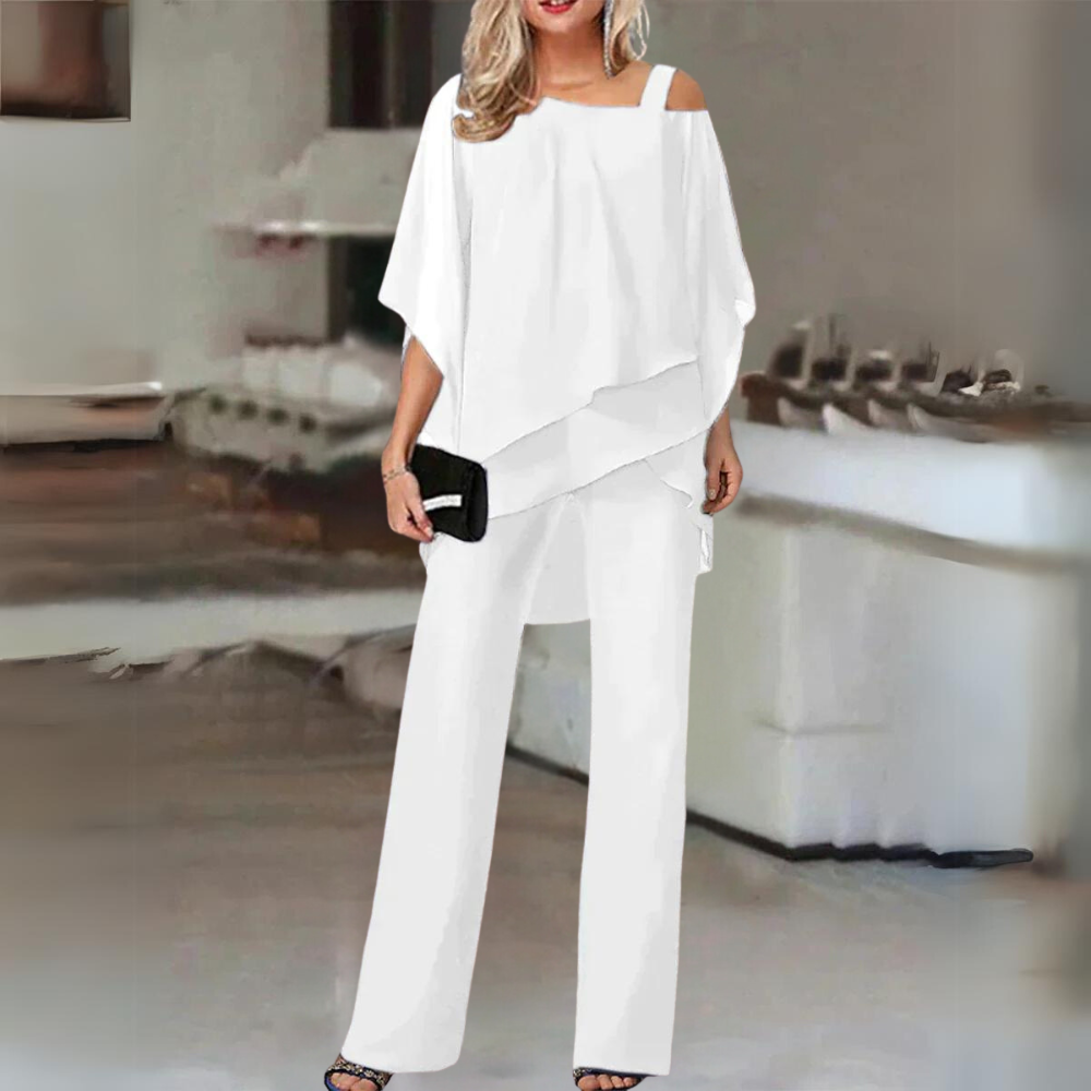 Women's Comfortable Loungewear Set with Layering Top and Straight Pants