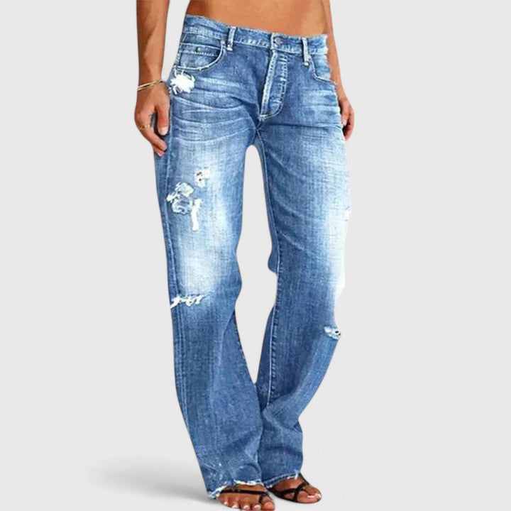Women's Comfortable Low Rise Wide Leg Jeans with High-Stretch Design