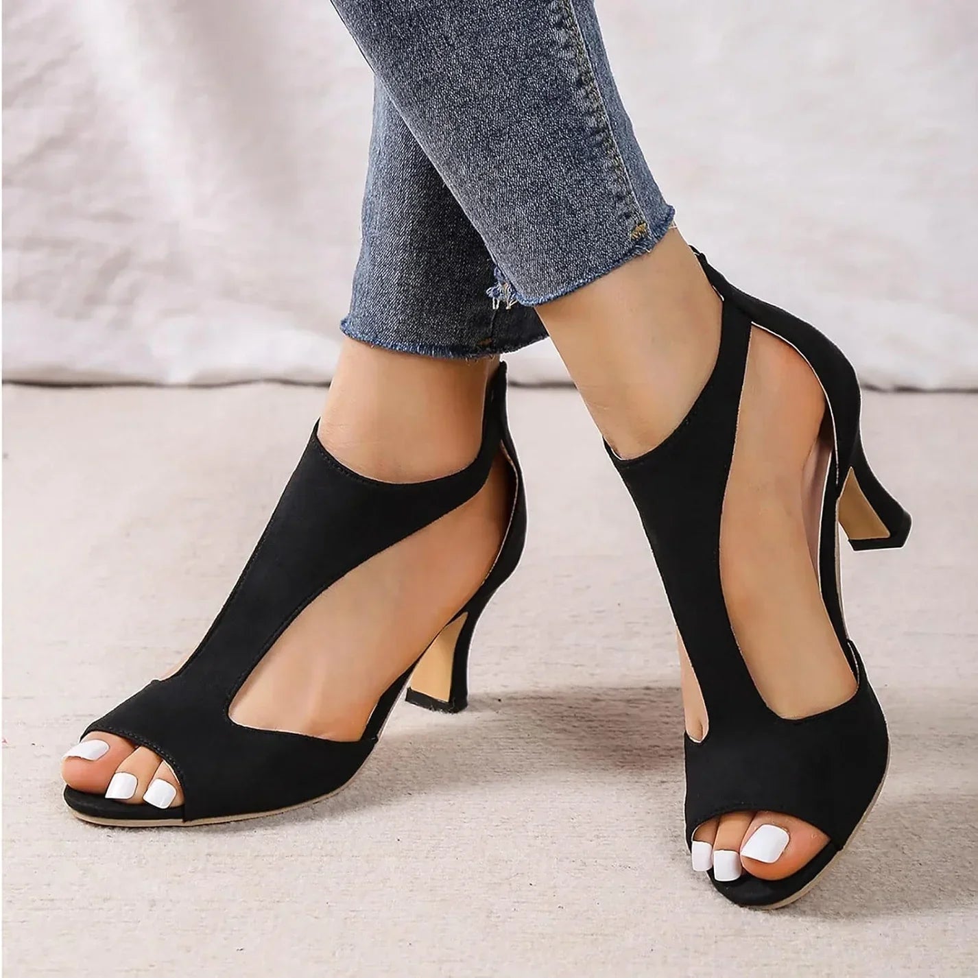 Women's Comfortable Open Toe Sandals with Zipper