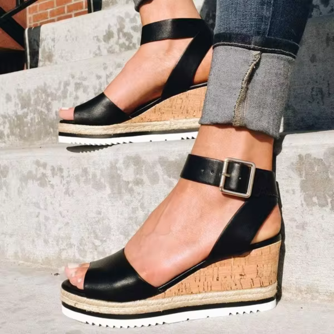 Women's Comfortable Wedge Sandals with Adjustable Buckle Strap