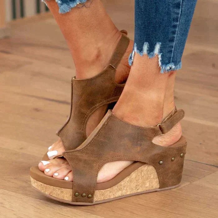 Women's Comfortable Wedge Sandals with Open-Toe Design and Cushioned Footbed
