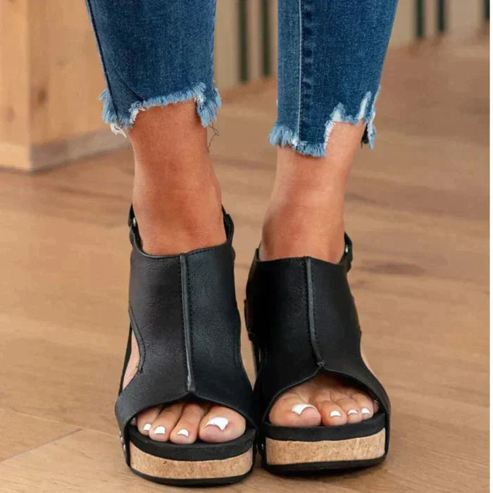 Women's Comfortable Wedge Sandals with Open-Toe Design and Cushioned Footbed
