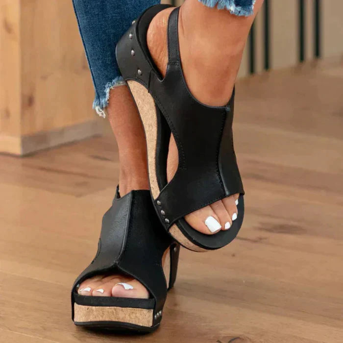 Women's Comfortable Wedge Sandals with Open-Toe Design and Cushioned Footbed
