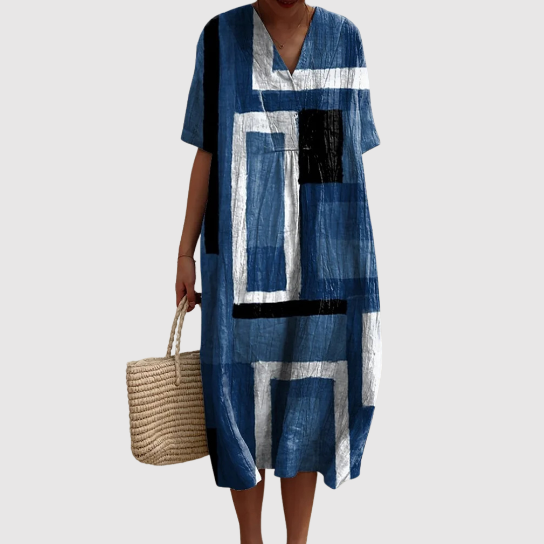 Women's Contemporary Midi Dress with Geometric Print