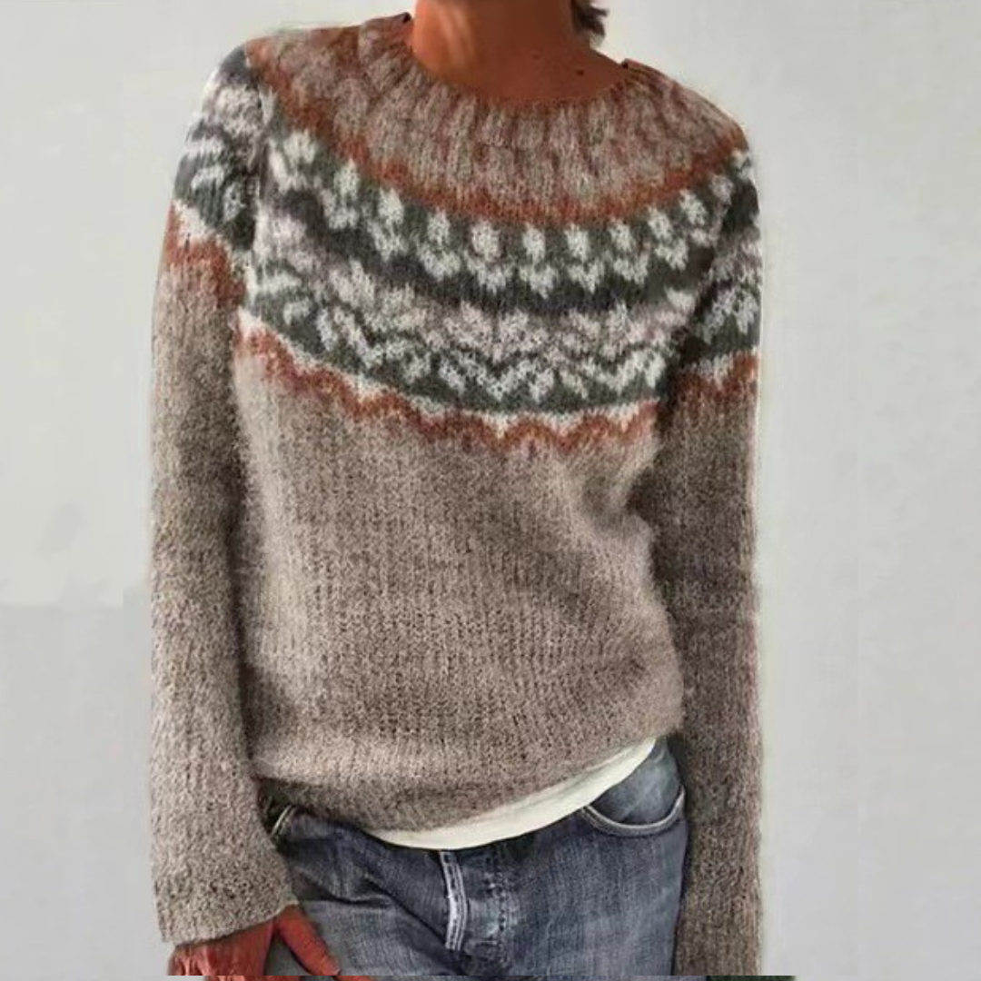 Women's Cozy Retro Sweater with Relaxed Fit for Casual Wear