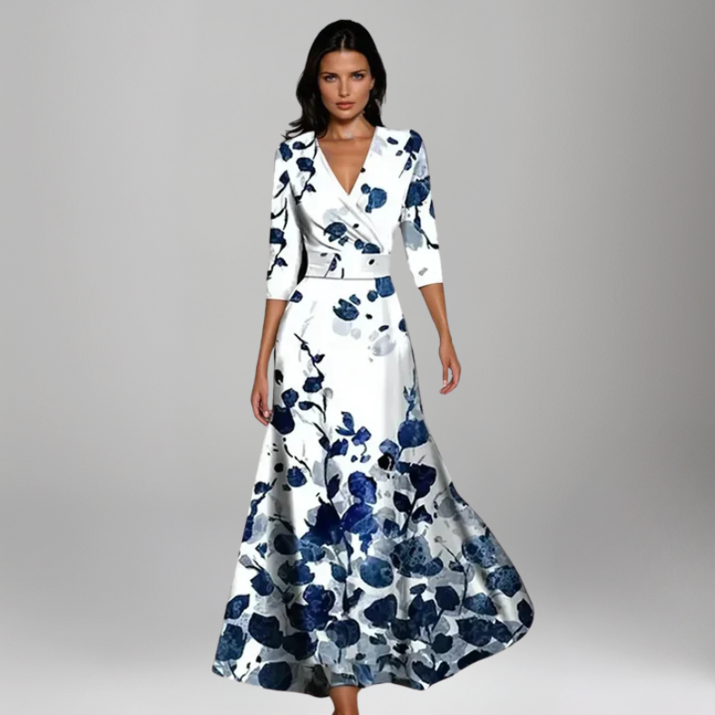 Women's Flattering Wrap Maxi Dress with V-Neckline for Summer Events