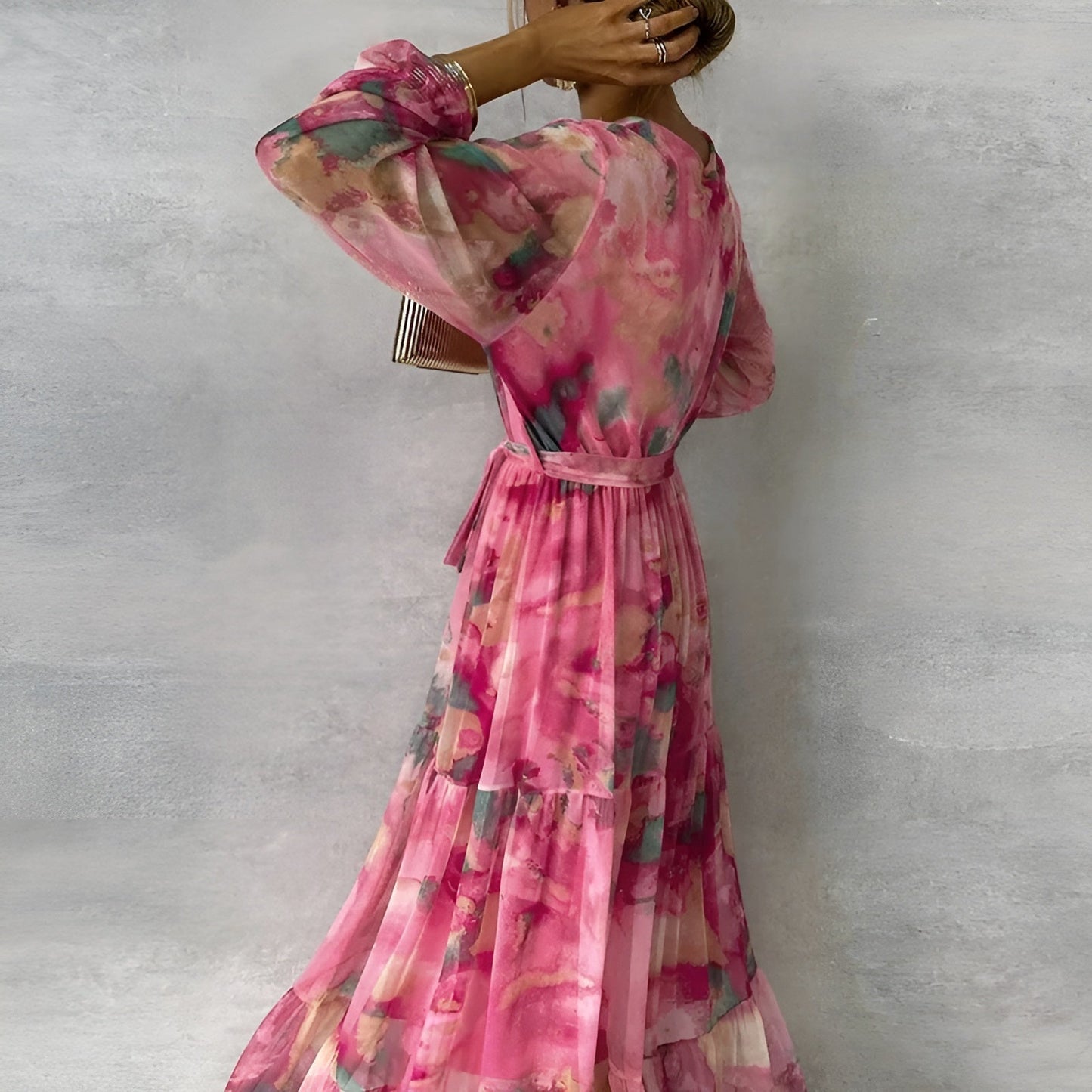 Women's Flowing Maxi Dress with Wrap Design for Summer Occasions