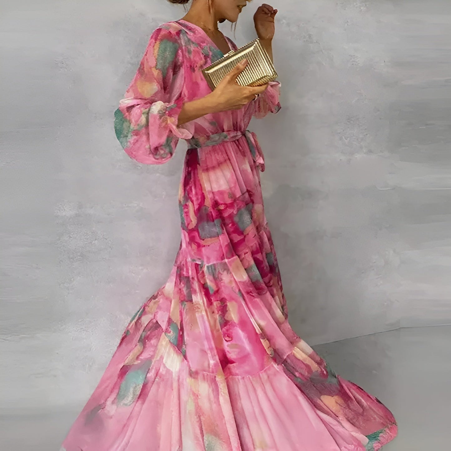 Women's Flowing Maxi Dress with Wrap Design for Summer Occasions