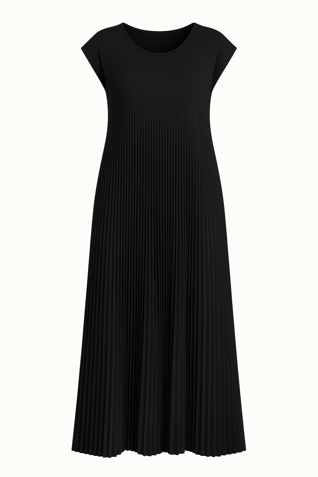 Women's Flowing Pleated Maxi Dress with Side Pockets for Comfort